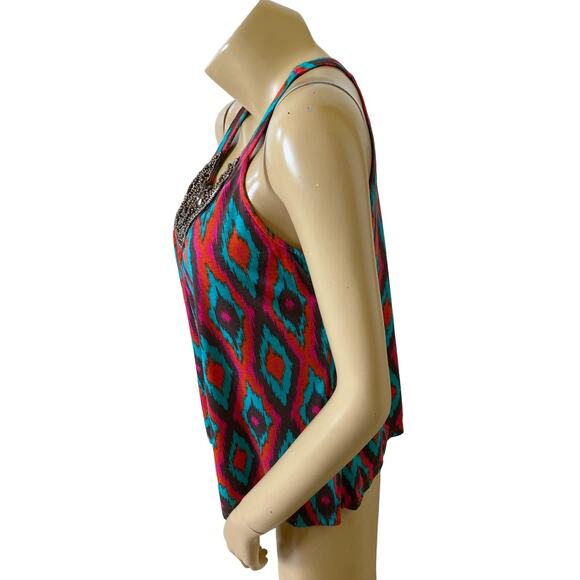 INC Petite Womens Size Small PS Beaded Sleeveless Boho Tribal Tank Top Shirt - Picture 2 of 6